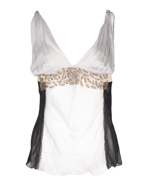 embellished top in multicolor silk