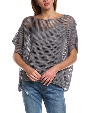 EILEEN FISHER Bateau Neck Cap Sleeve Linen Sweater