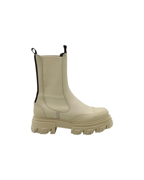 chunky ankle boots in cream leather