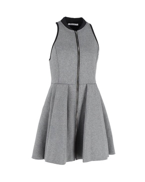 halter mock neck mini dress in grey cotton
