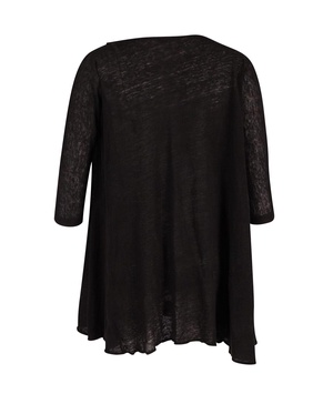 quarter-sleeved mini dress in black linen