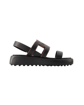 gomma catena sandals -  - leather - black