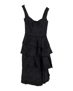 tiered ruffle dress in black polyester