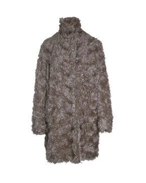 faux fur coat in beige mohair
