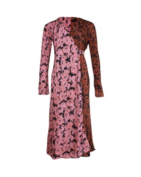 tilly crepe de chine wrap dress in floral print silk