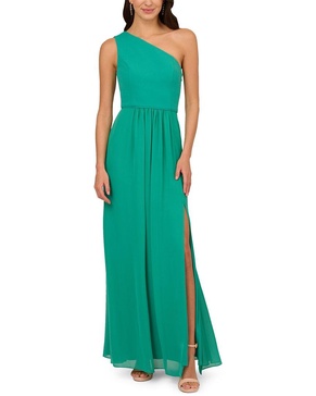 one shoulder chiffon gown