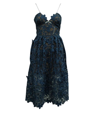 blue lace cocktail dress