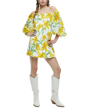 alice + olivia Artemis Off-The-Shoulder Blouson Mini Dress