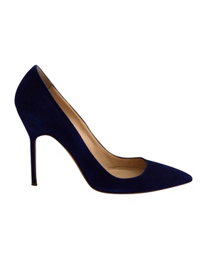 bb pointed pumps in navy blue suede