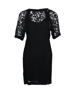 lace with slip dress in black viscose