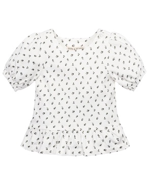 bubble sleeve peplum knit top