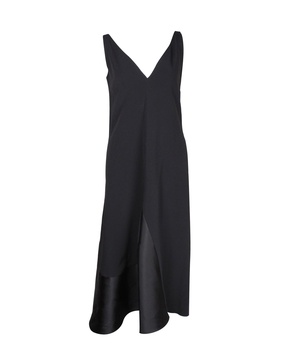 v-neck midi dress in black viscose
