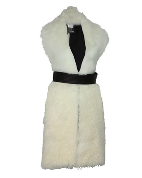 constable belted gilet in white fur
