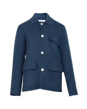 two pocket blazer in blue wool