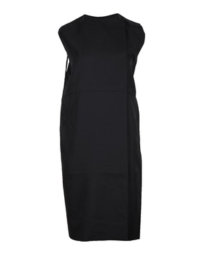 sleeveless knee-length dress in black polyester