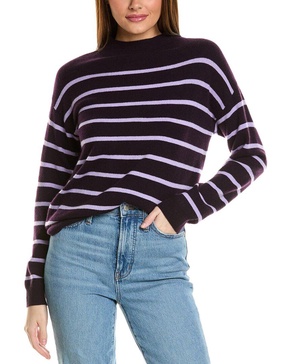 jersey striped funnel neck cashmere sweater