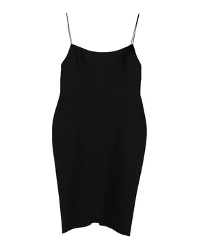 square neck midi dress in black polyester