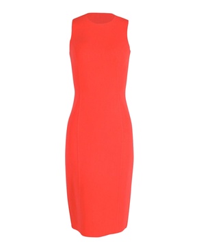sleeveless sheath dress in orange laine