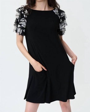 ruffled sleeves mini dress in black