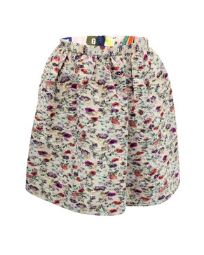 floral pleated mini skirt in pastel pink polyester