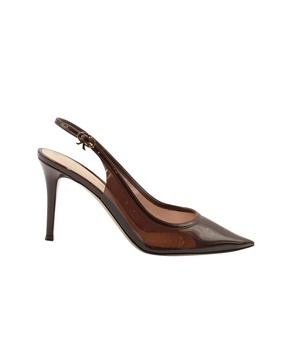 plexi 85 slingback pumps in brown leather-trimmed pvc