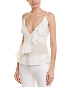 ruffle cami tank top in white