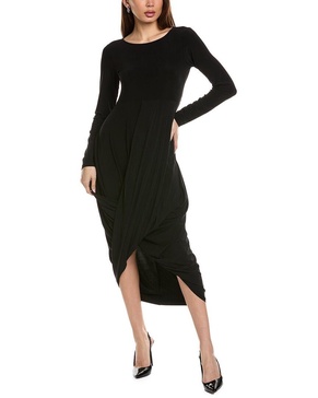 draped cocoon skirt midi dress