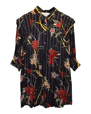 paprika floral-print mini dress in black viscose