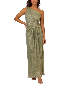 Adrianna Papell Women's Stardust Pleated Draped Gown