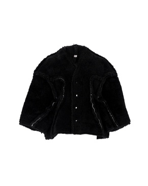 legaspi cropped jacket in black shearling
