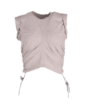 ruched side detail top in grey cotton