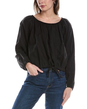 gathered linen blouse