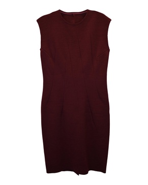 knee length jersey dress in burgundy wool