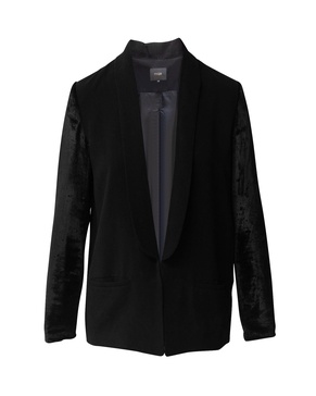 velvet sleeve blazer in black acetate