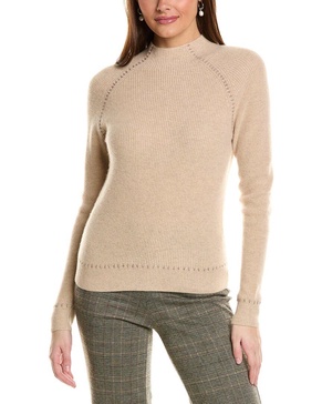 whipstitch shaker funnel neck cashmere sweater