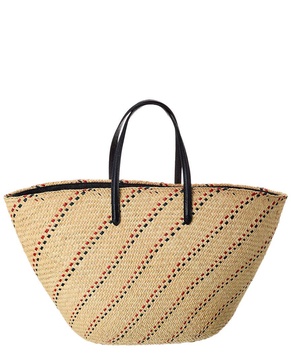 Thom Browne Large Raffia & Leather Basket Tote