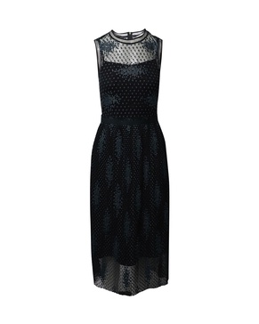 sleeveless embroidered tulle dress in black polyester