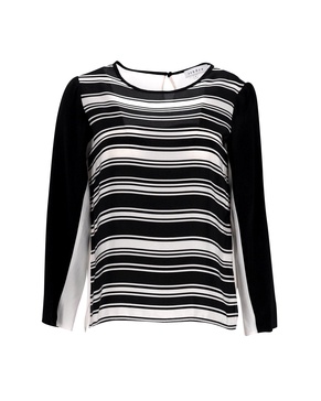 sandro striped top in black and white silk