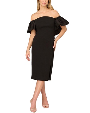 Aidan Mattox Bonded Crepe Sheath Dress