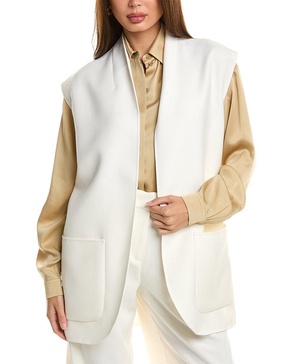sleeveless wrap wool jacket