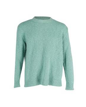 roundneck knit sweater in green merino wool