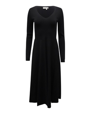 v-neck midi dress in black rayon