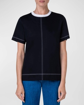cotton jersey t-shirt with contract neck trim in black