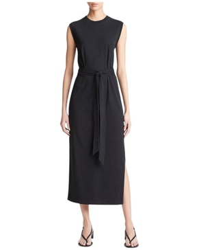 sleeveless wrap dress in black
