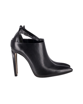 alexander wang pointed-toe ankle strap booties in black leather