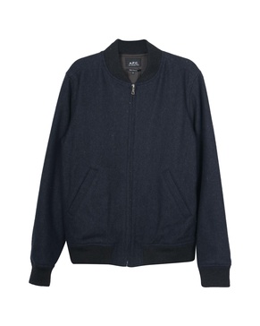 a.p.c mouliné lota bomber jacket in navy wool