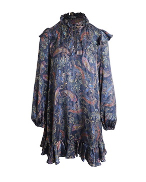 riley long sleeve swing dress in navy viscose