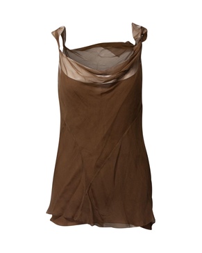 bias cut top with slip top in brown silk