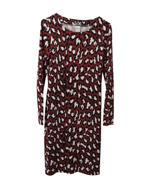 archive leopard print bandage dress in burgundy silk