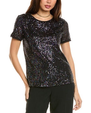 Anne Klein Womens Sequined Blouse